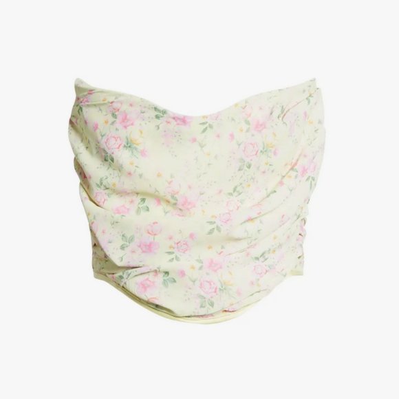 HOUSE OF CB Vivienne Floral Corset Lemon Print Sz Small Strapless Scoop Neck NWT - Picture 16 of 16